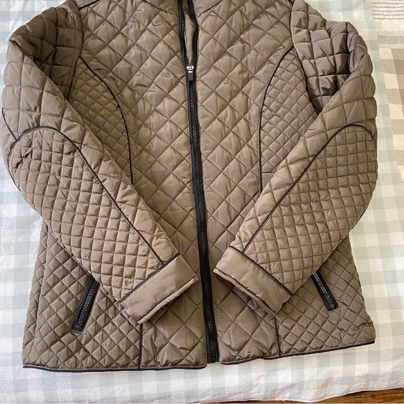 Spanner quilted jacket kaki olive mid coat trendy zip up stylish timeless Large - Picture 3 of 15